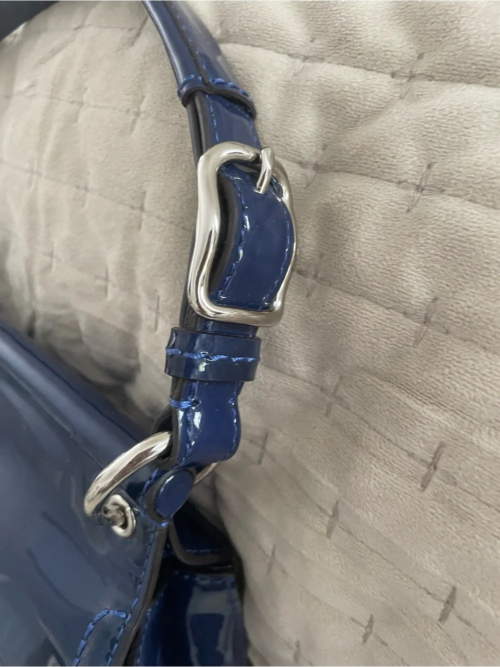 Patent colbolt blue Top-Handle Shoulder Bag with Turn-Lock Closure Coach